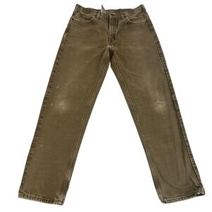 Vintage Carhartt Men's Brown Flannel Lined Canvas Work Pants Relaxed Size 36x36